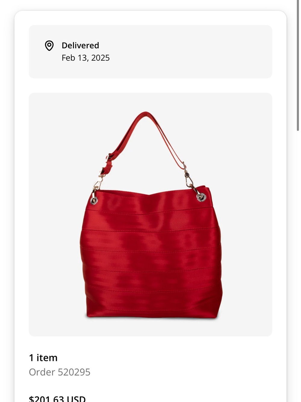 Harveys Red Satin Hobo Bag with Shoulder Strap